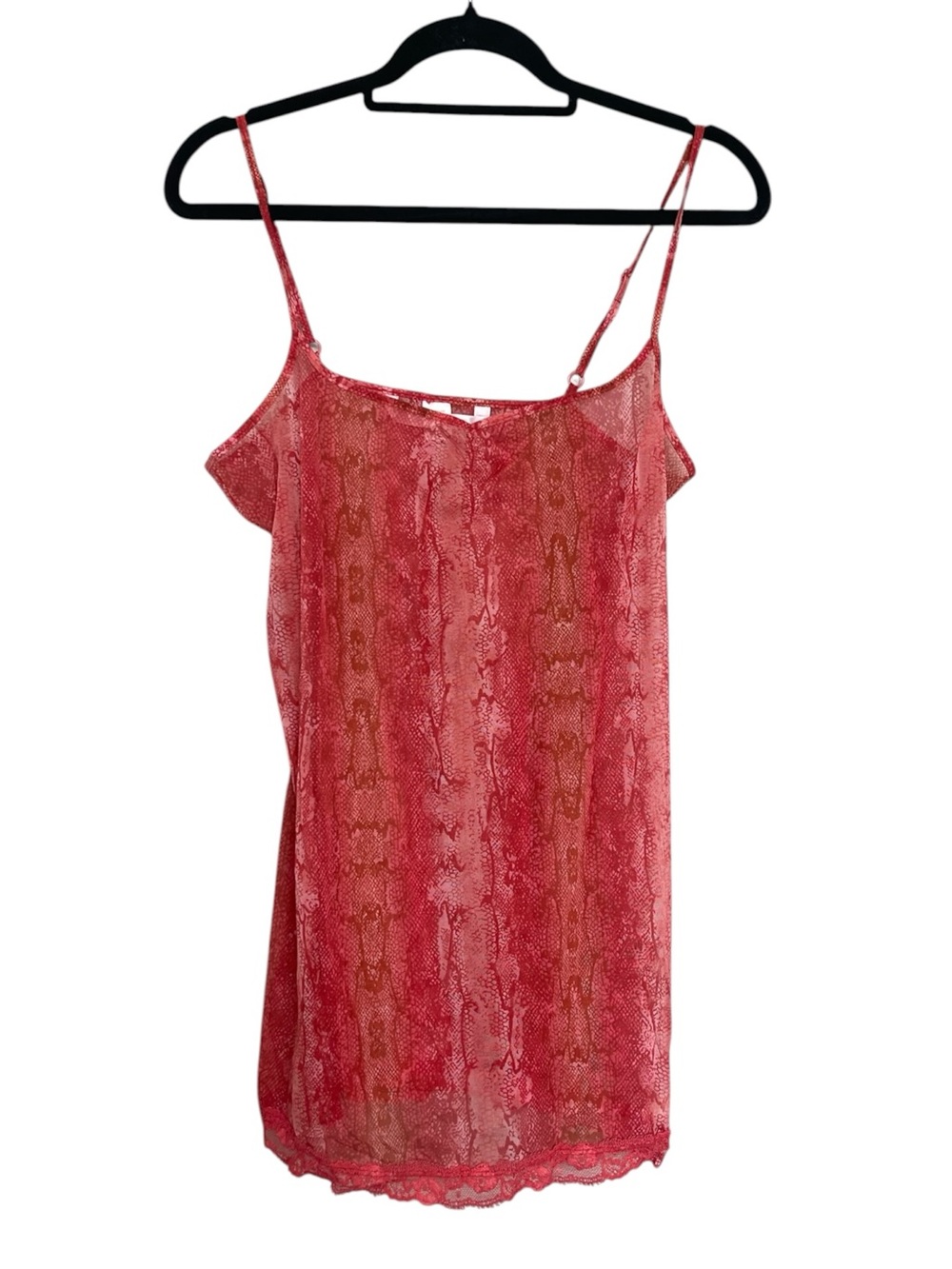 Victoria's Secret Pink-Red Snake Print Lace-Trim Cami